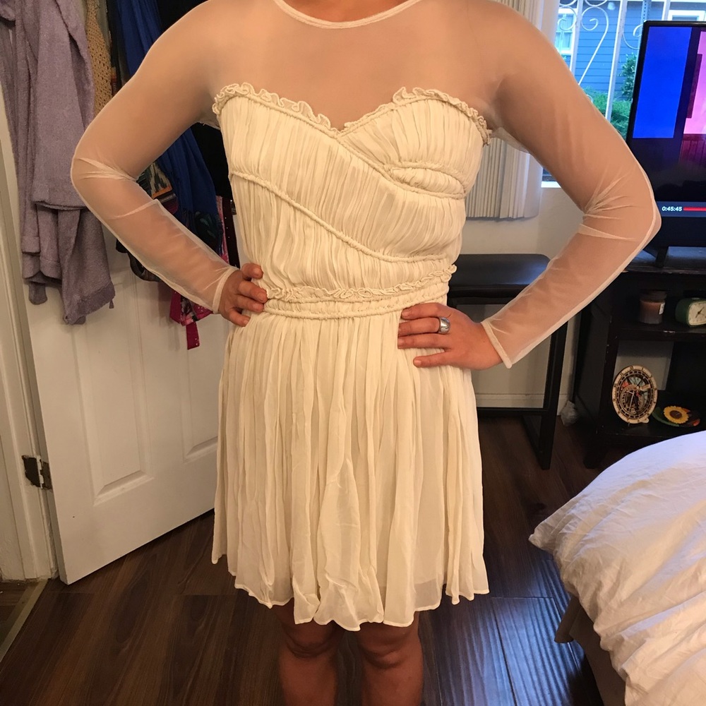 Top Shop Illusion neck cream dress